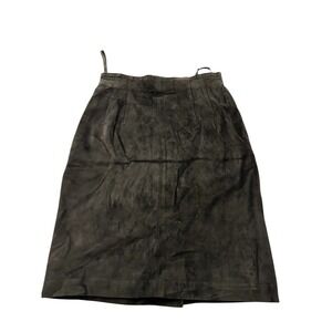 Dana Brooke Skirt 90s Silky Pig 100% Suede Skirt Black Knee Length Zipper Size 6